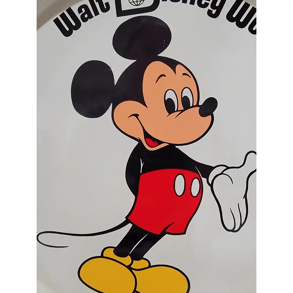 1970s 11' Vintage Walt Disney World Mickey Mouse Metal Tin Serving Tray Original